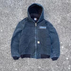 Carhartt J140 BLK Black Navy Union Made USA Jacket Vintage Medium Quilt Lined up
